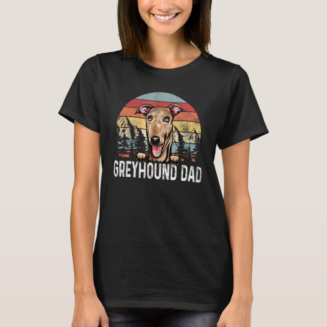 Camiseta Vintage Greyhound Dad Retro Sunset Fathers Day (Anverso)