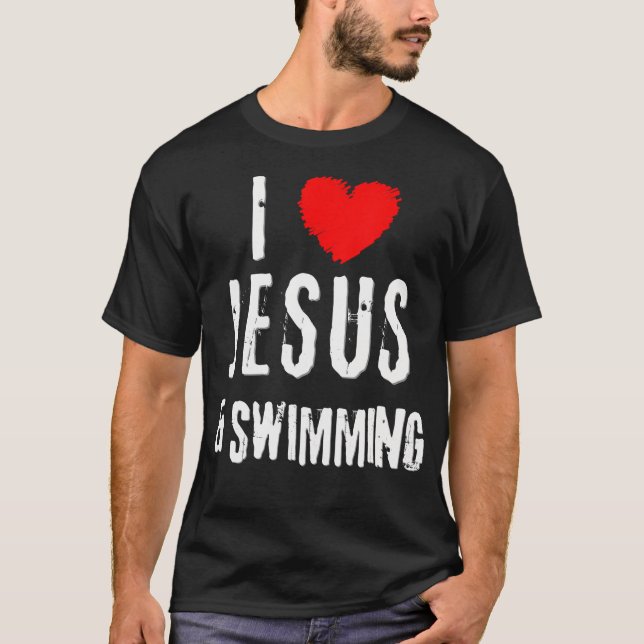 Camiseta Vintage Grunge Me Encanta Jesús Nadando Cristiano (Anverso)