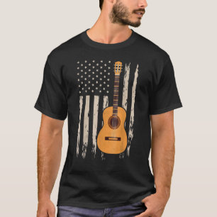 Camiseta Vintage Guitar American Us Flag 5