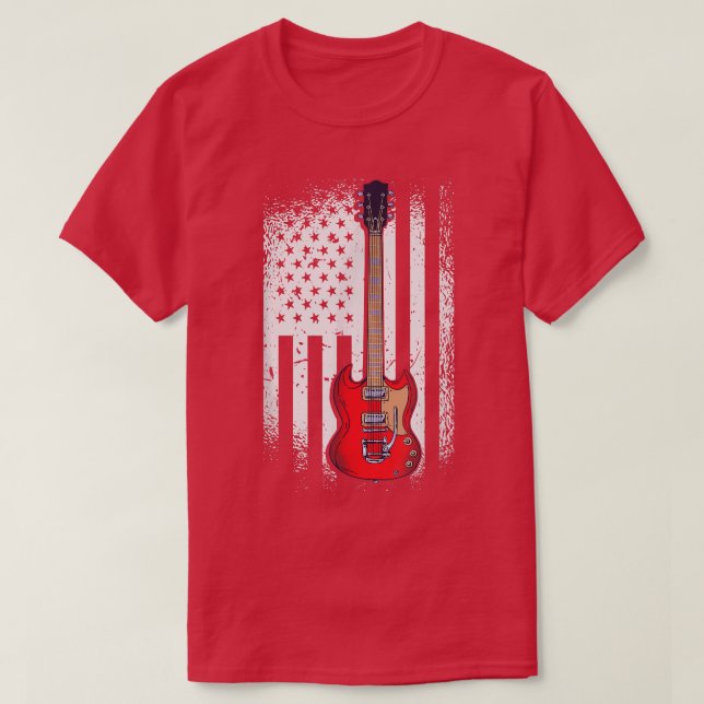 Camiseta Vintage Guitar - American US Flag Electric Guitar  (Diseño del anverso)