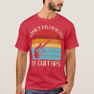 Camiseta Vintage Guitar Music Lover Easily Distracted By Gu