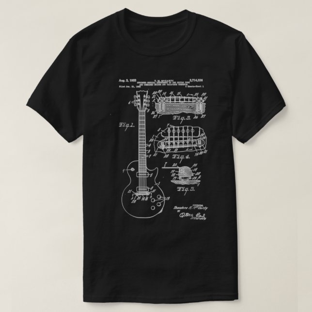 Camiseta Vintage Guitar Patent Blueprint Art (Diseño del anverso)