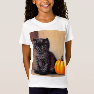 Camiseta Vintage Halloween Black Kitten Ilustracion