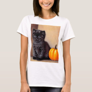 Camiseta Vintage Halloween Black Kitten Ilustracion