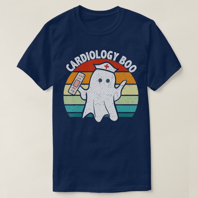Camiseta Vintage Halloween Ghost Cardiology Boo Enfermería  (Diseño del anverso)