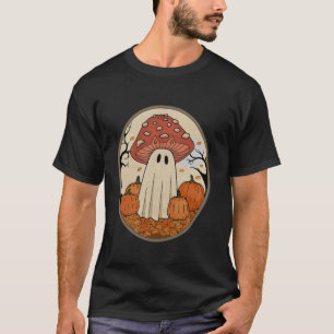 Camiseta Vintage Halloween Ghost Cat Mushroom Long Sleeve T