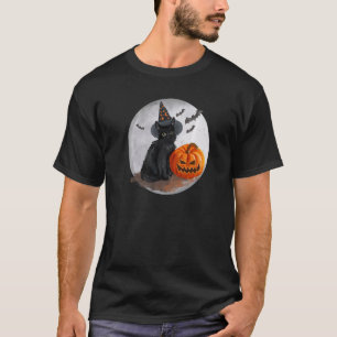 Camiseta Vintage Halloween Luna Llena Negro Cat Bats Jack O