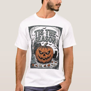Camiseta Vintage Halloween Pumpkin Cat Tis The Sea