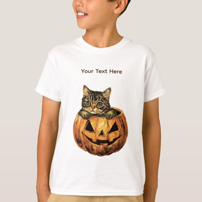 Camiseta Vintage Halloween Pumpkin Kitty (Anverso)