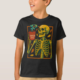 Camiseta Vintage Halloween Skeleton Pumpkin Sce Latte Jarab