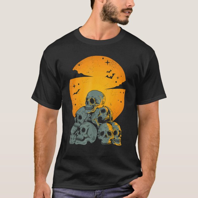 Camiseta Vintage Halloween Skull Head Skeleton Costume Homb (Anverso)