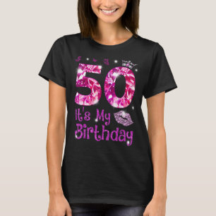 Camiseta Vintage Happy 50 it's My Birthday Crown Lips 50