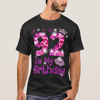 Camiseta Vintage Happy 92 Is My Birthday Crown Lips 92nd B