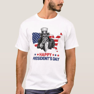 Camiseta Vintage Happy President Day Tío Sam Skull Ameri