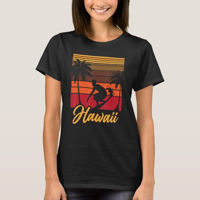 Camiseta Vintage Hawaii Beach Vacation Surfin (Anverso)