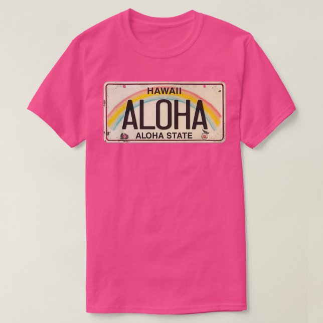Camiseta Vintage Hawaii License Plate Aloha (Diseño del anverso)