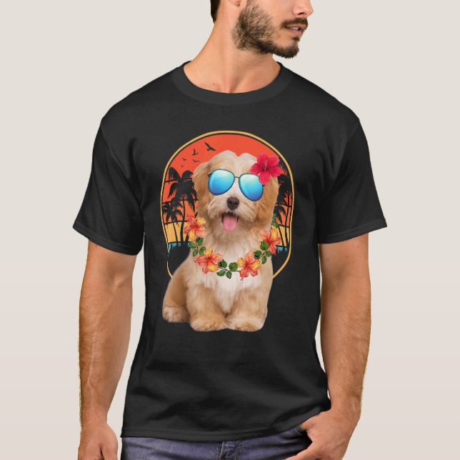 Camiseta Vintage Hawaii Maltese Perro Hawai Tropical Summe (Anverso)