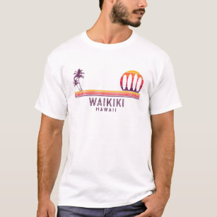 Camiseta Vintage Hawaii Waikiki Beach Palm Trees - Surf