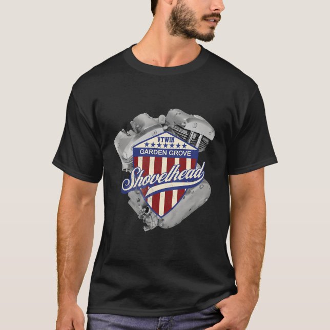 Camiseta Vintage Hd Shovelhead Escuela Vieja Jardín-Bicicle (Anverso)