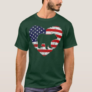 Camiseta Vintage Heart Bear Animal Avers Retro Estadouniden