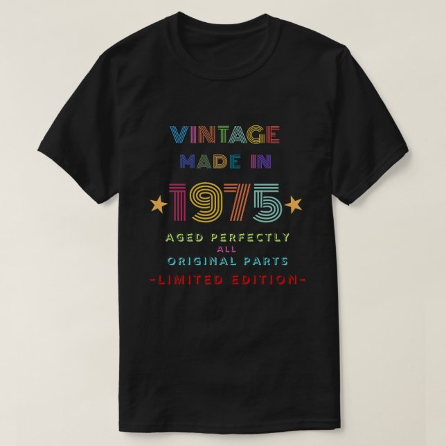 Camiseta Vintage Hecho En 1975 (Diseño del anverso)