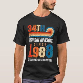 Camiseta Vintage hecho en 1988, 34º cumpleaños, La leyenda