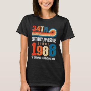 Camiseta Vintage hecho en 1988, 34º cumpleaños, La leyenda