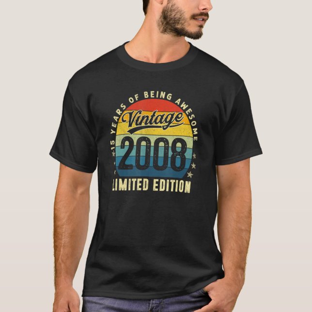 Camiseta Vintage hecho en 2008 Retro 15 años (Anverso)