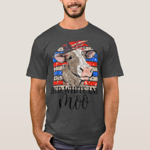 Camiseta Vintage Heifer Bandera Estadounidense Blanco Rojo 