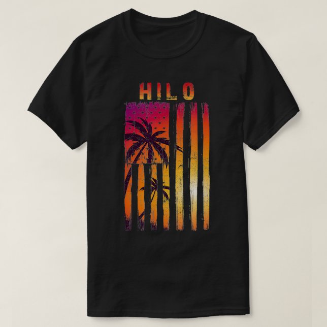 Camiseta Vintage Hilo, Bandera Patriótica Hawaii (Diseño del anverso)