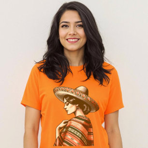 Camiseta Vintage Hispanic Culture Sarape Sombrero