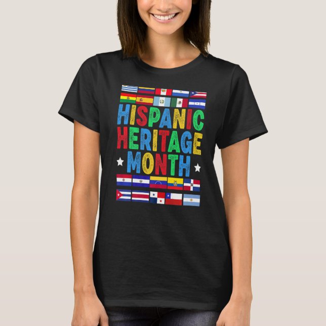Camiseta Vintage Hispanic Heritage Month Banderas de camise (Anverso)