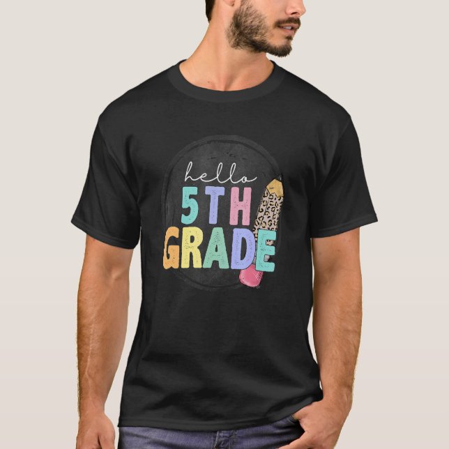 Camiseta Vintage Hola estudiante de quinto grado (Anverso)