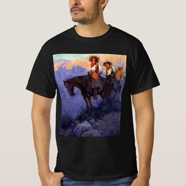 Camiseta Vintage, hombre y mujer en caballos, Anderson (Anverso)