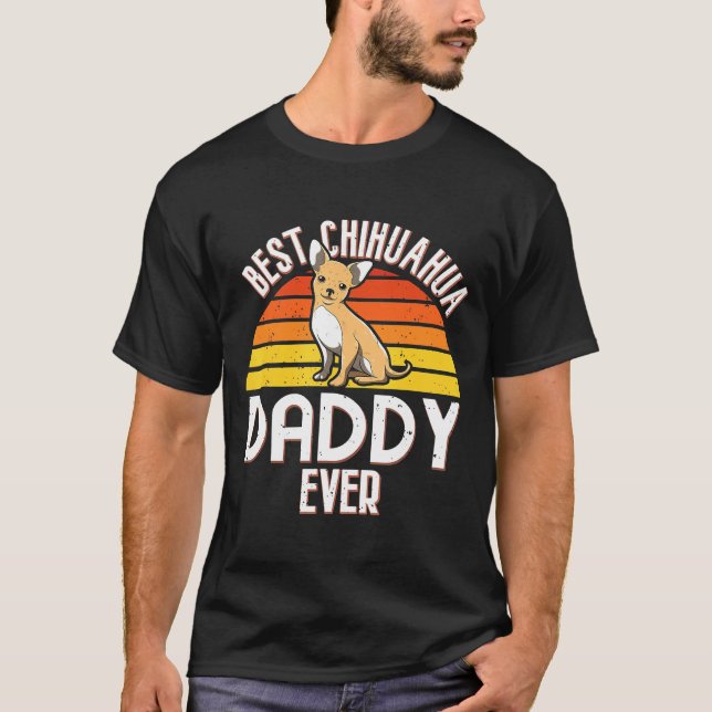 Camiseta Vintage Hombres Mejor Papi Chihuahua Perro (Anverso)
