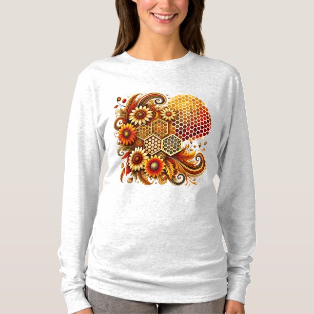 Camiseta Vintage Honeycomb y Sunflower Long Sleeve Shirt (Anverso)