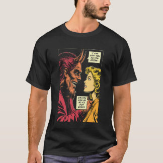 Camiseta Vintage Horror Comic Tempted By Devil Wifi Funny H