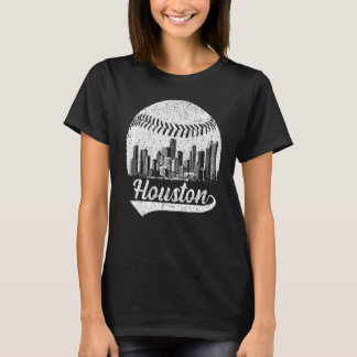 Camiseta Vintage Houston Cityscape Baseball Para Hombres Mu