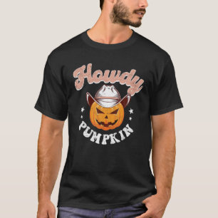 Camiseta Vintage Howdy Pumpkin Halloween Occidental Hallowe