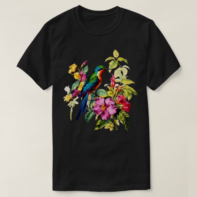 Camiseta Vintage Hummingbird Ilustracion Backyard (Diseño del anverso)