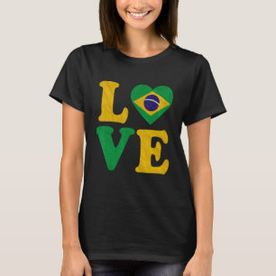 Camiseta Vintage I Love Brazil Flag Heart Brasil Roots P
