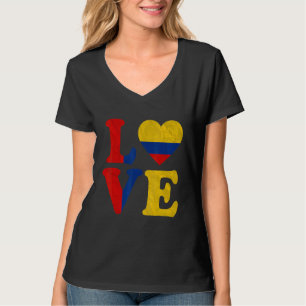 Camiseta Vintage I Love Colombia Flag Hearts