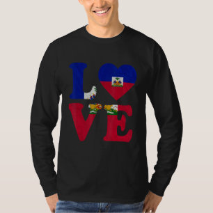 Camiseta Vintage I Love Haiti Flag Heart Haiots Prid