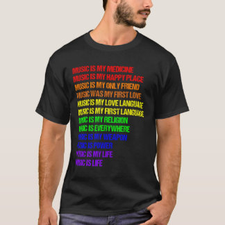 Camiseta Vintage I Love Music Aover Rainbow Quotes