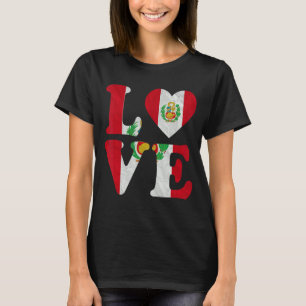 Camiseta Vintage I Love Peru Flag Heart Peruvian Roots Prid