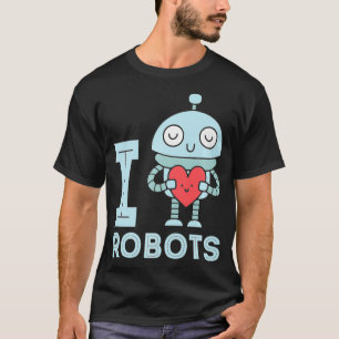 Camiseta Vintage I Love Robots Futurista Ingeniero de Robót