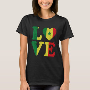 Camiseta Vintage I Love Senegal Flag Heart Senegalese Roots