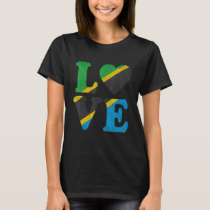 Camiseta Vintage I Love Tanzania Flag Heart Tanzanian Roots