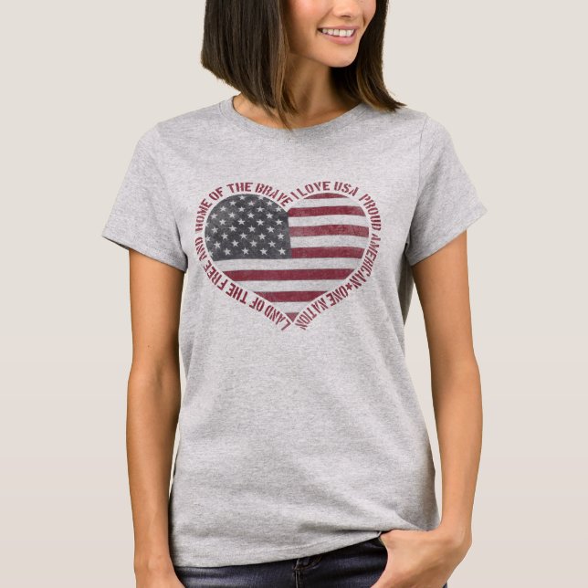 Camiseta Vintage I Love USA Heart (Anverso)