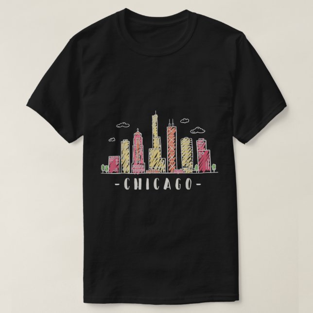 Camiseta Vintage Illinois de Chicago Skyline (Diseño del anverso)
